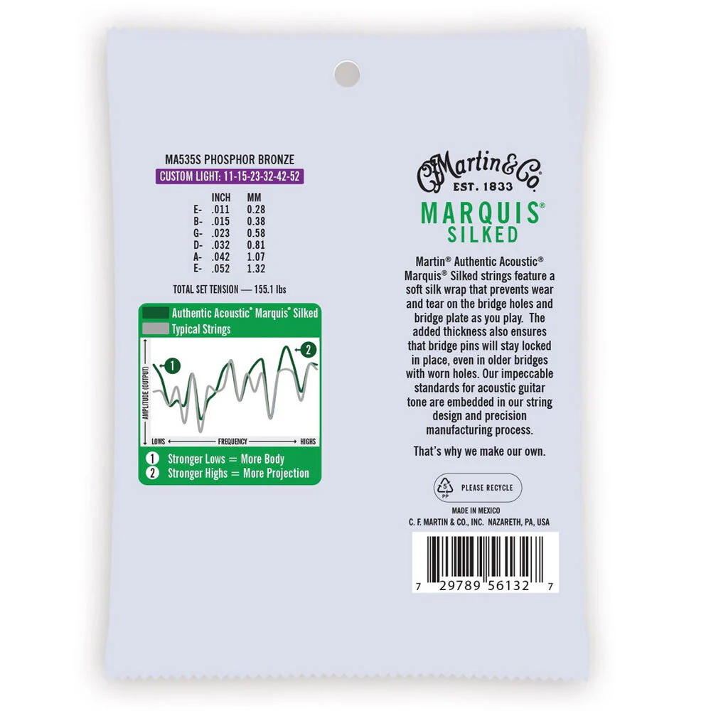 Martin Guitar MA535S Authentic Silked Strings 92/8 Phosphor Custom Light - Image 2