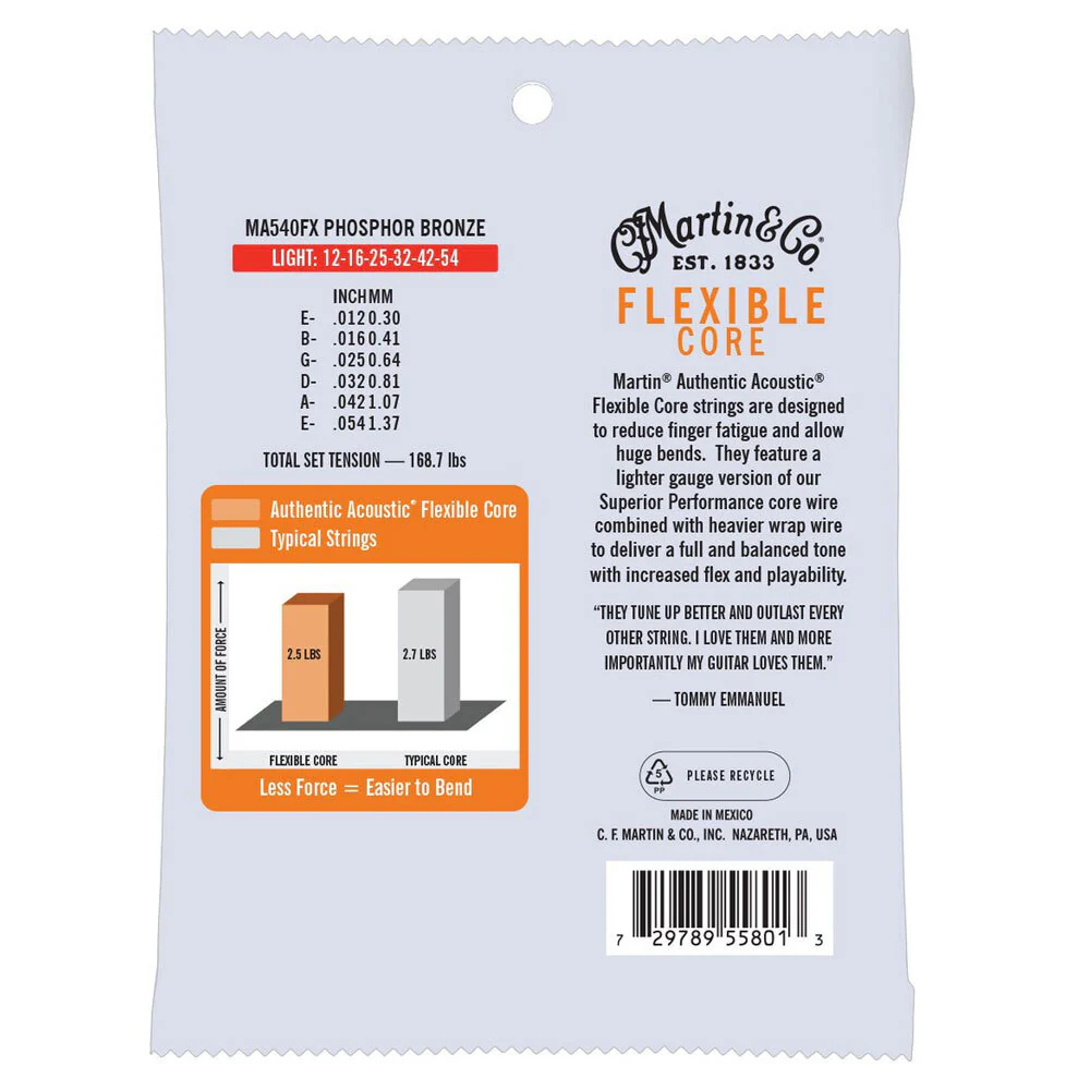 Martin Guitar MA540FX Authentic Strings Flexible Core 92/8 Phosphor Light - Image 2