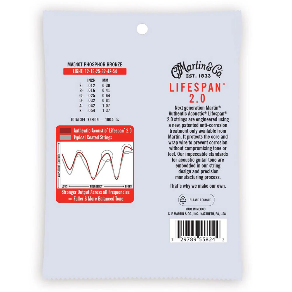 Martin Guitar MA540T Authentic Treated Strings 92/8 Phosphor Bronze Light - Image 2