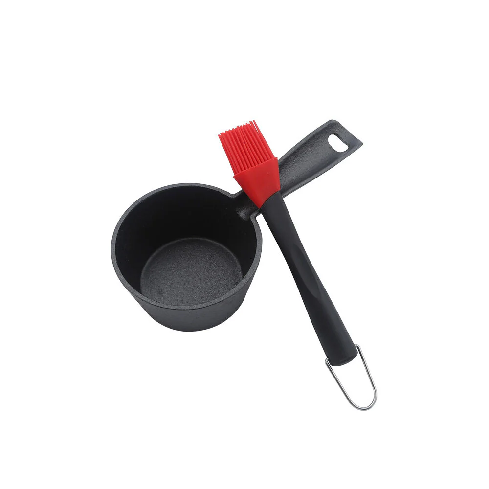 Men’s Republic Basting Set with Cast Iron Pot and Brush for BBQ - Black - Image 3