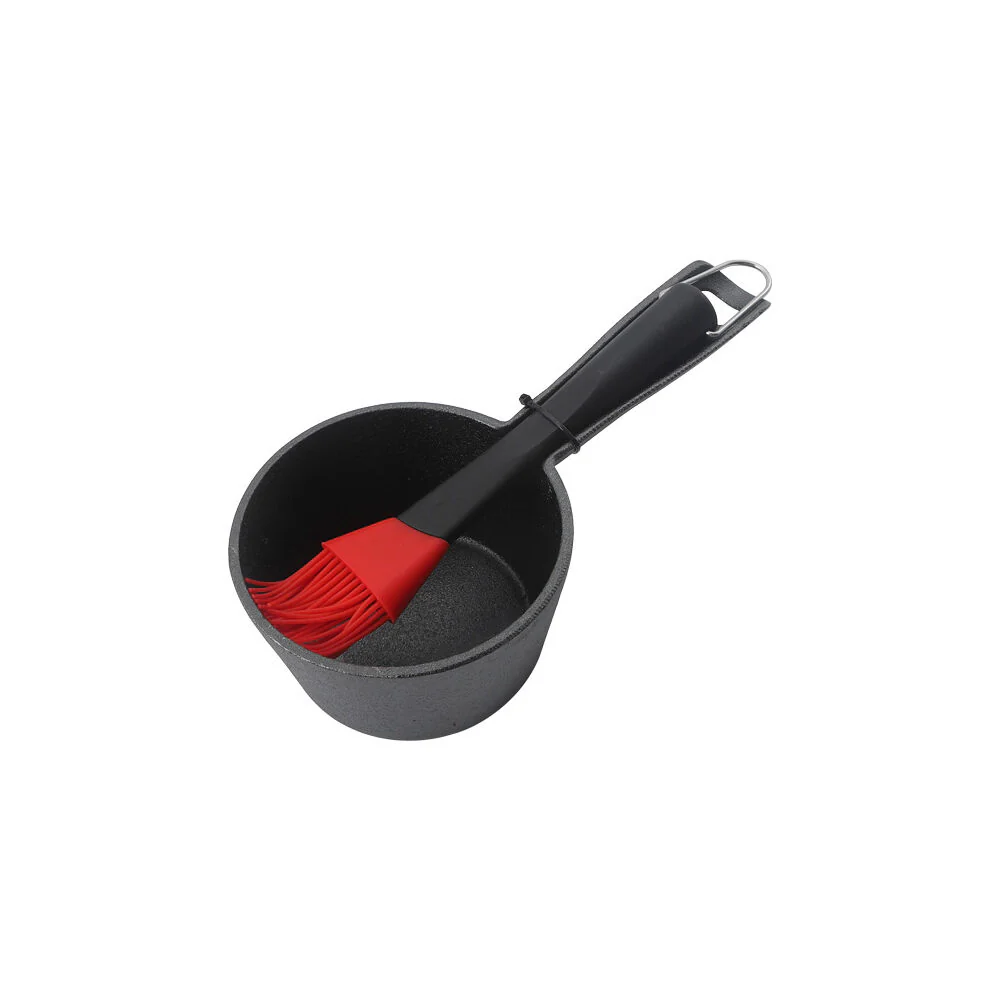 Men’s Republic Basting Set with Cast Iron Pot and Brush for BBQ - Black - Image 5