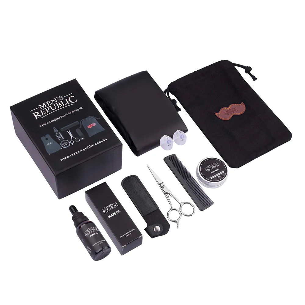 Men's Republic Beard Grooming/Styling Kit with Storage Bag and Apron 6pc - Image 5