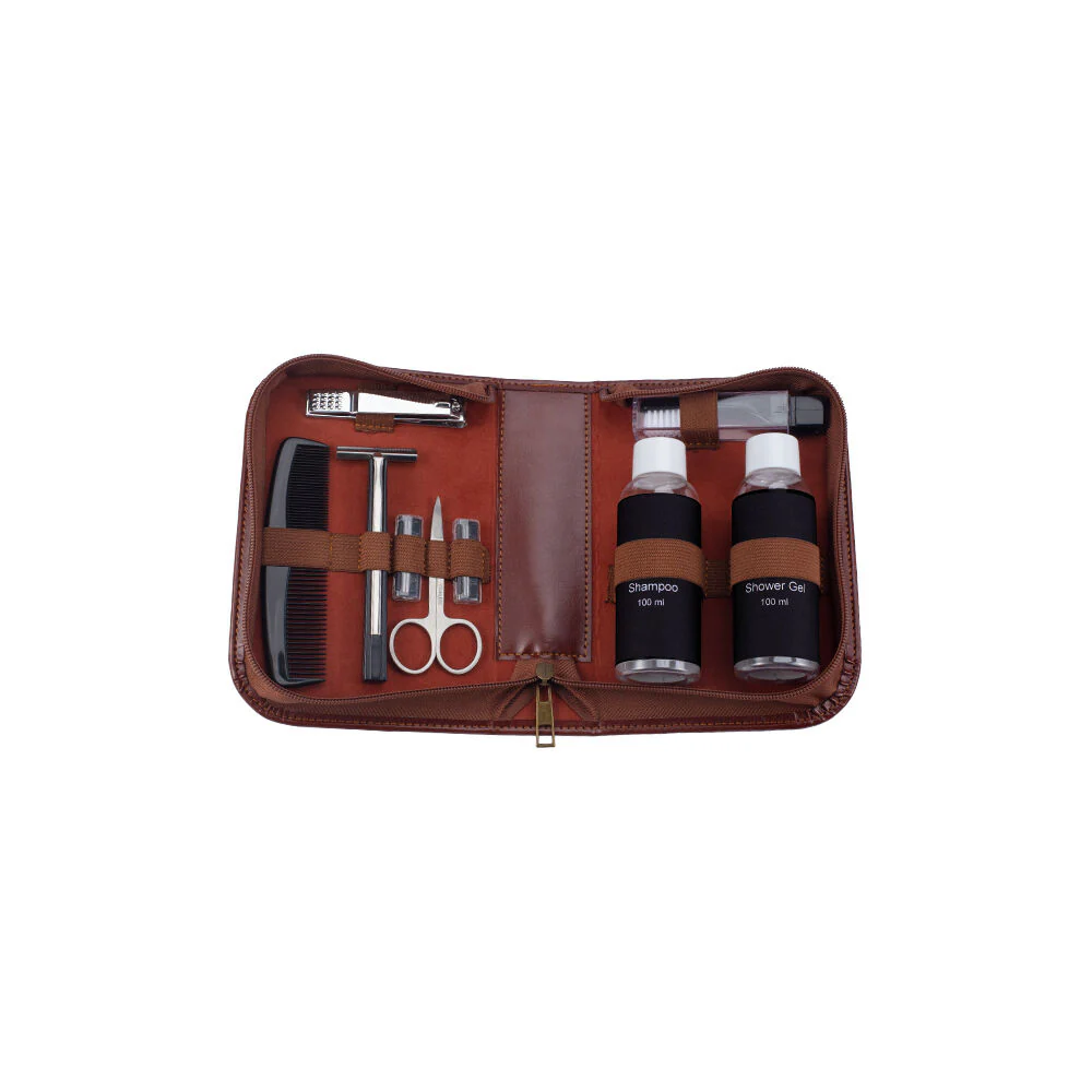Men's Republic Grooming Kit Essential Care Set in Zipper Bag 9pc Black - Image 3