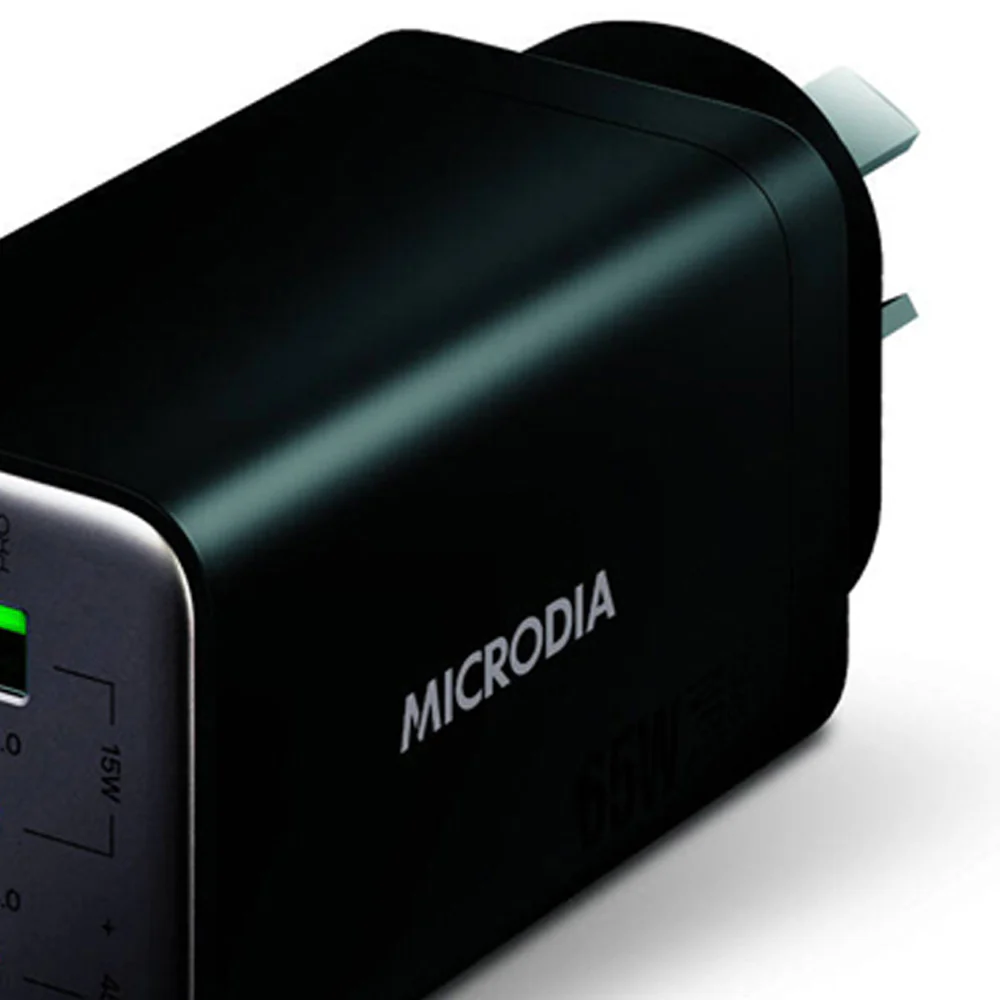 Microdia SmartCube Nano 65W Tri Port GaN Wall Charger (Black) - Image 2