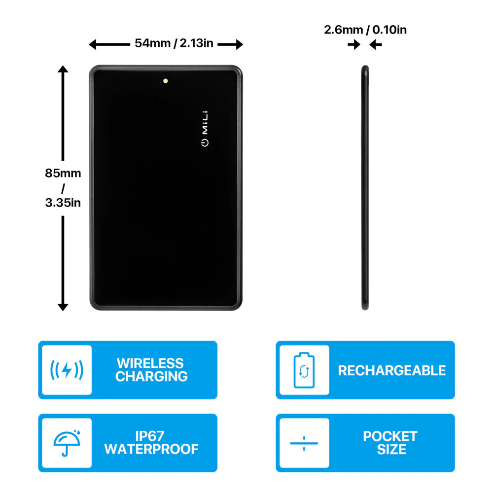 MiLi MiCard Smart Rechargeable Bluetooth Anti-Loss Safety Wallet Card Black - Image 2