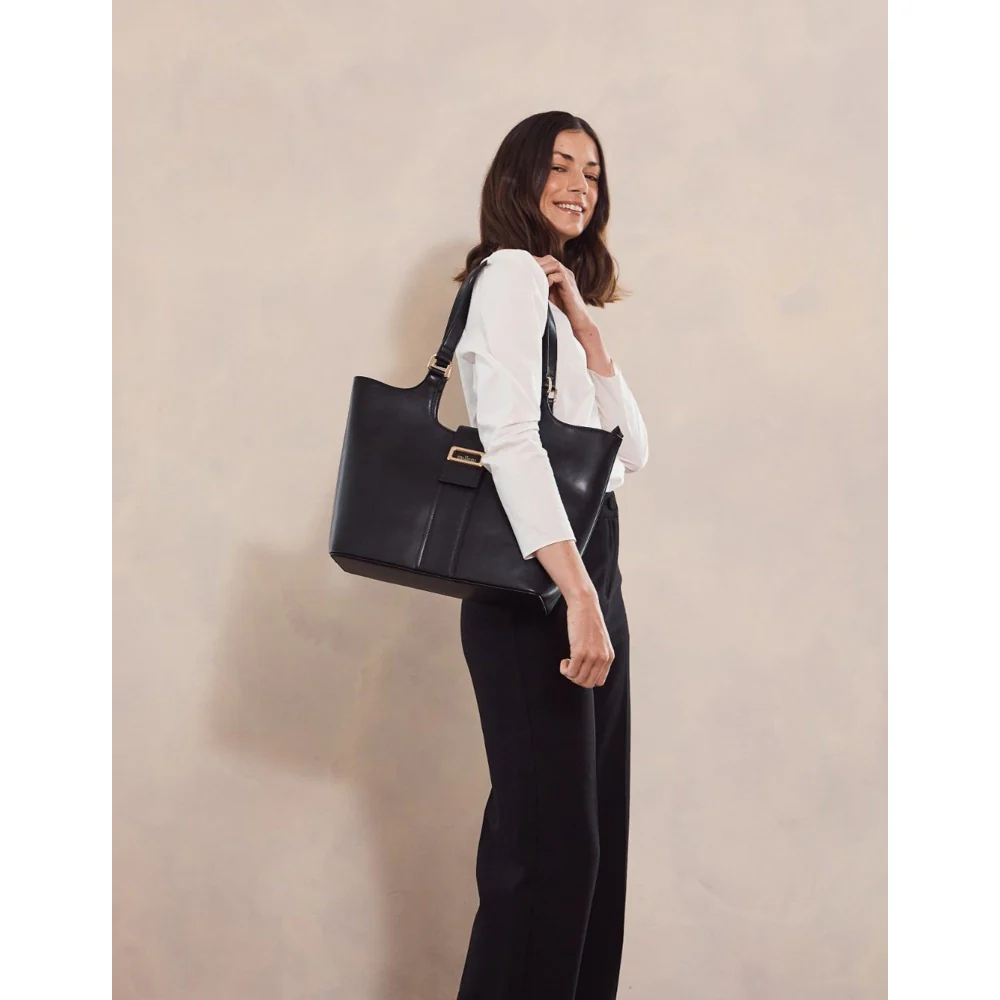 Milleni Women's Handbag Vegan Leather Fashion Chic Caryall Tote Bag (Black) - Image 2