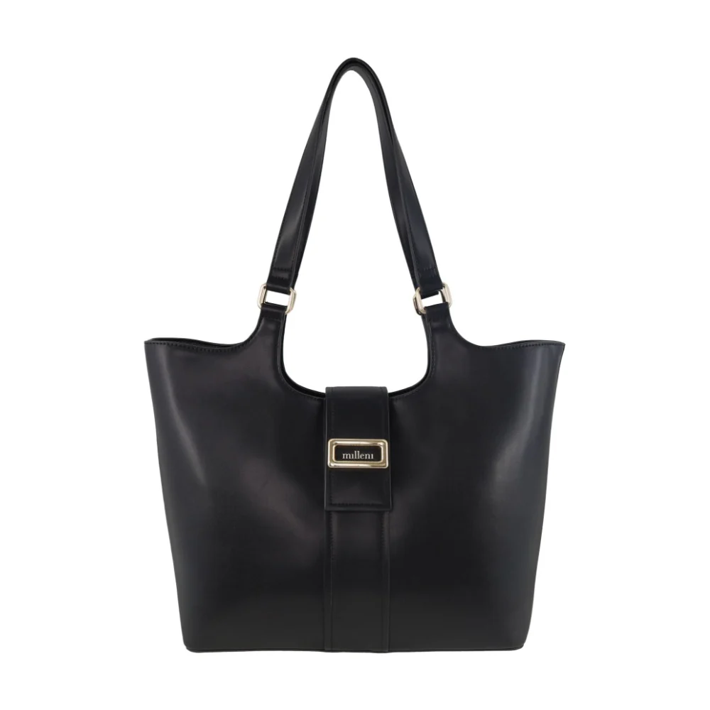 Milleni Women's Handbag Vegan Leather Fashion Chic Caryall Tote Bag (Black) - Image 3