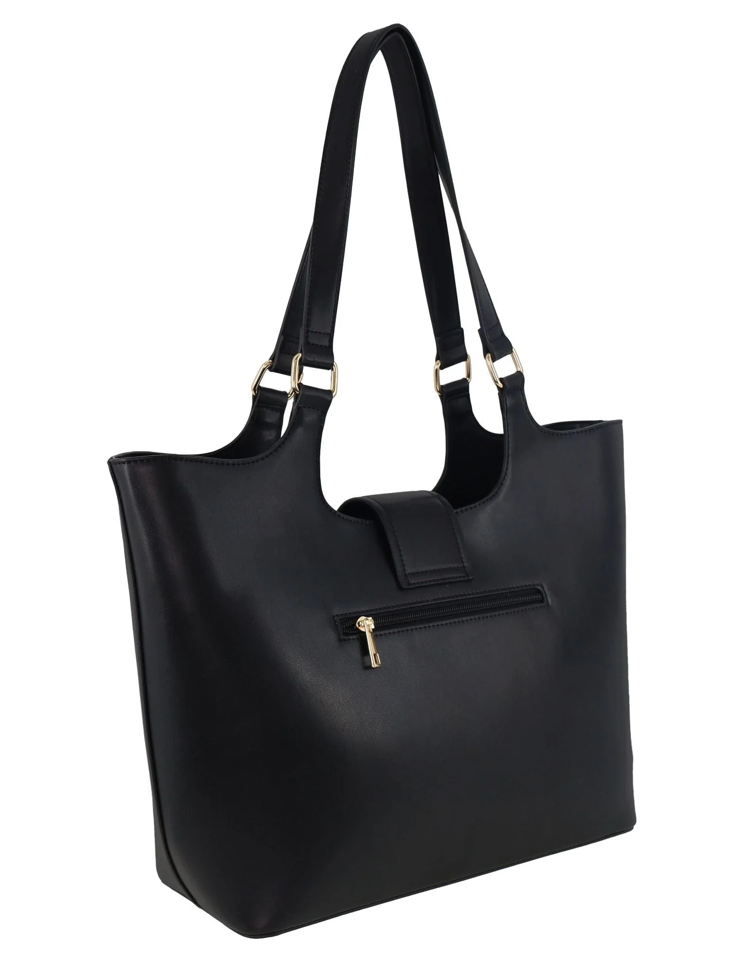 Milleni Women's Handbag Vegan Leather Fashion Chic Caryall Tote Bag (Black) - Image 7