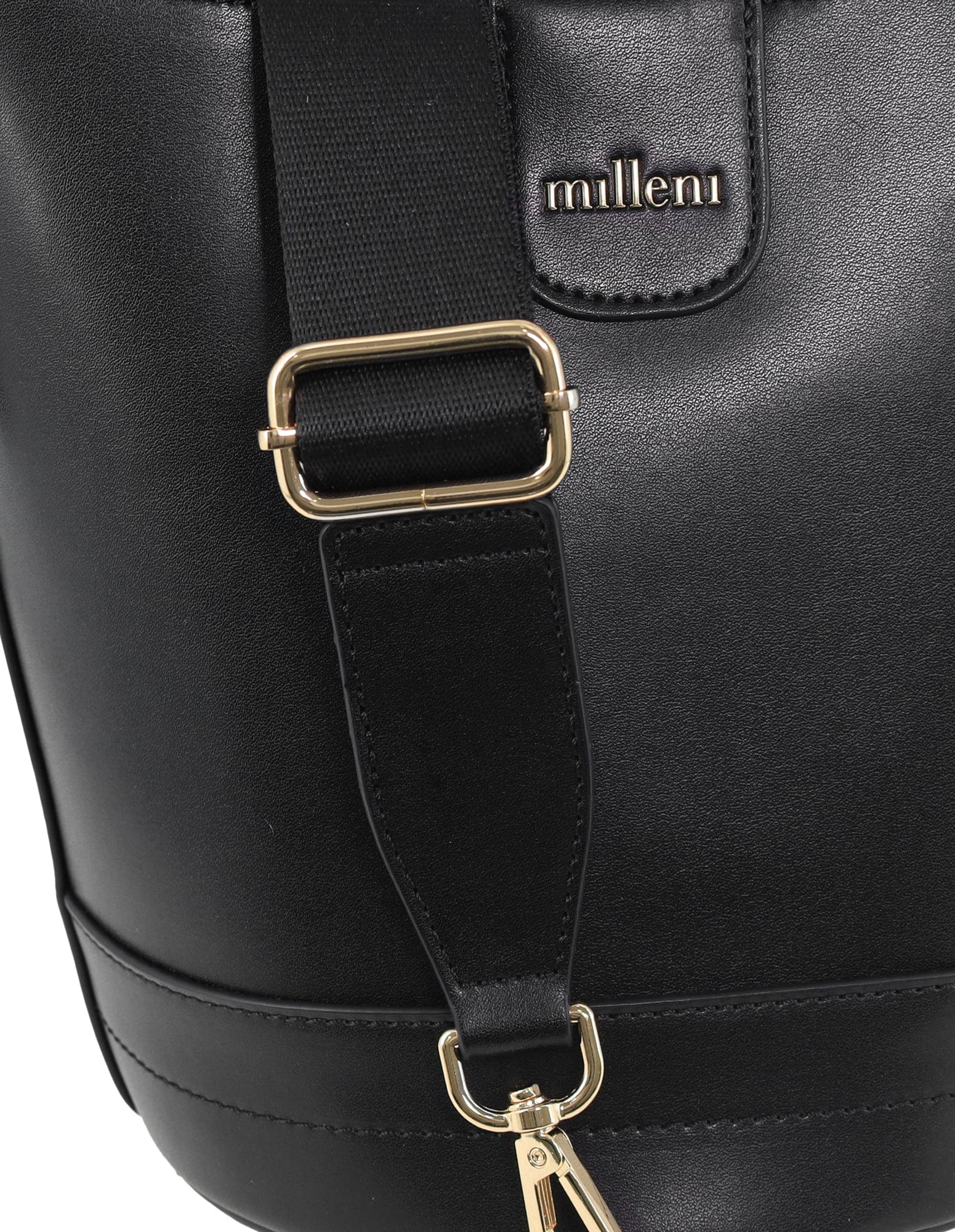 Milleni Women's Handbag Vegan Leather Lightweight Bucket Crossbody Bag (Black) - Image 10