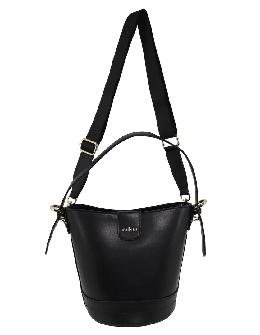 Milleni Women's Handbag Vegan Leather Lightweight Bucket Crossbody Bag (Black) - Image 4