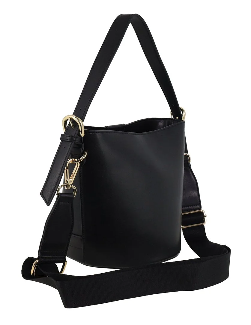 Milleni Women's Handbag Vegan Leather Lightweight Bucket Crossbody Bag (Black) - Image 5