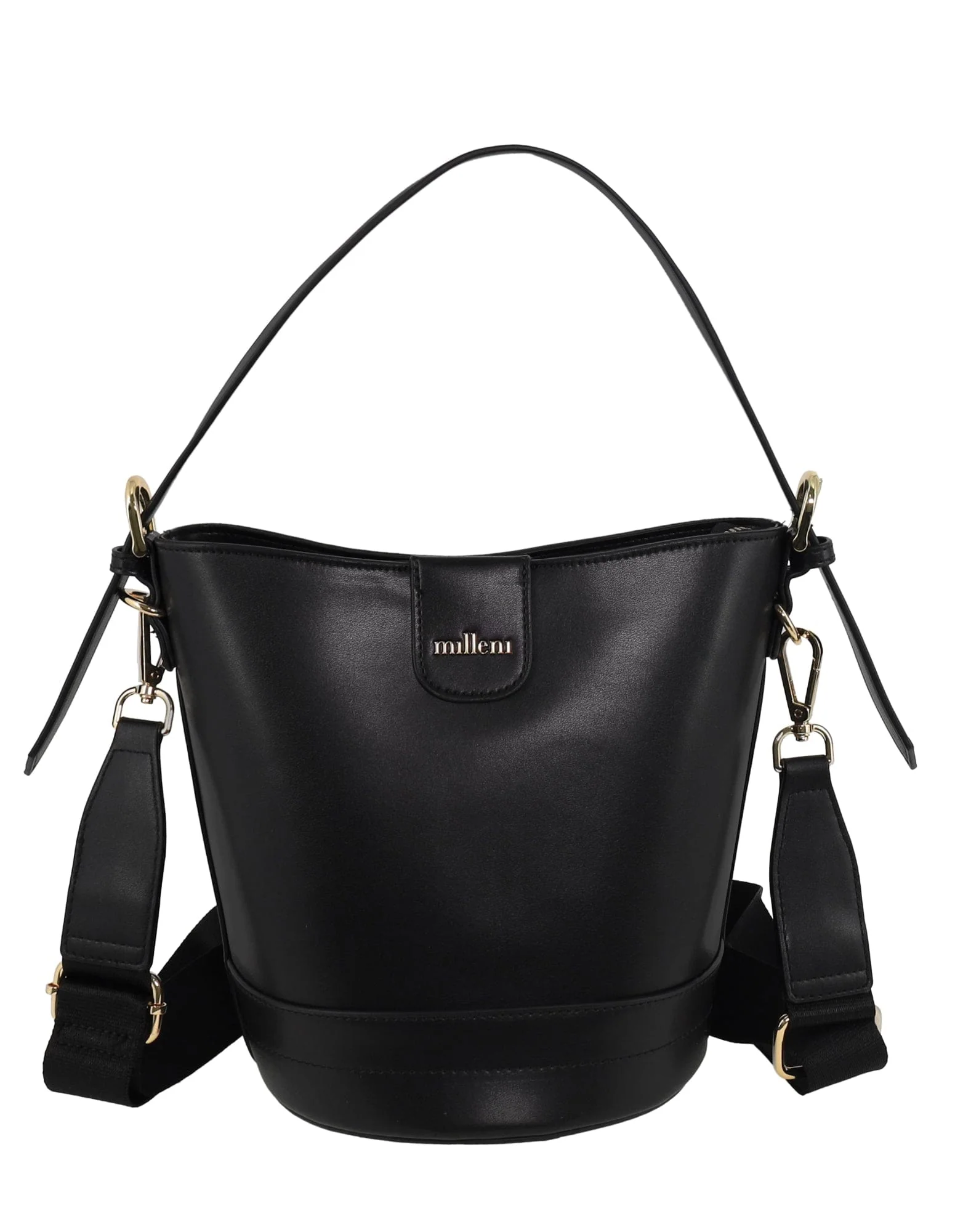 Milleni Women's Handbag Vegan Leather Lightweight Bucket Crossbody Bag (Black) - Image 7