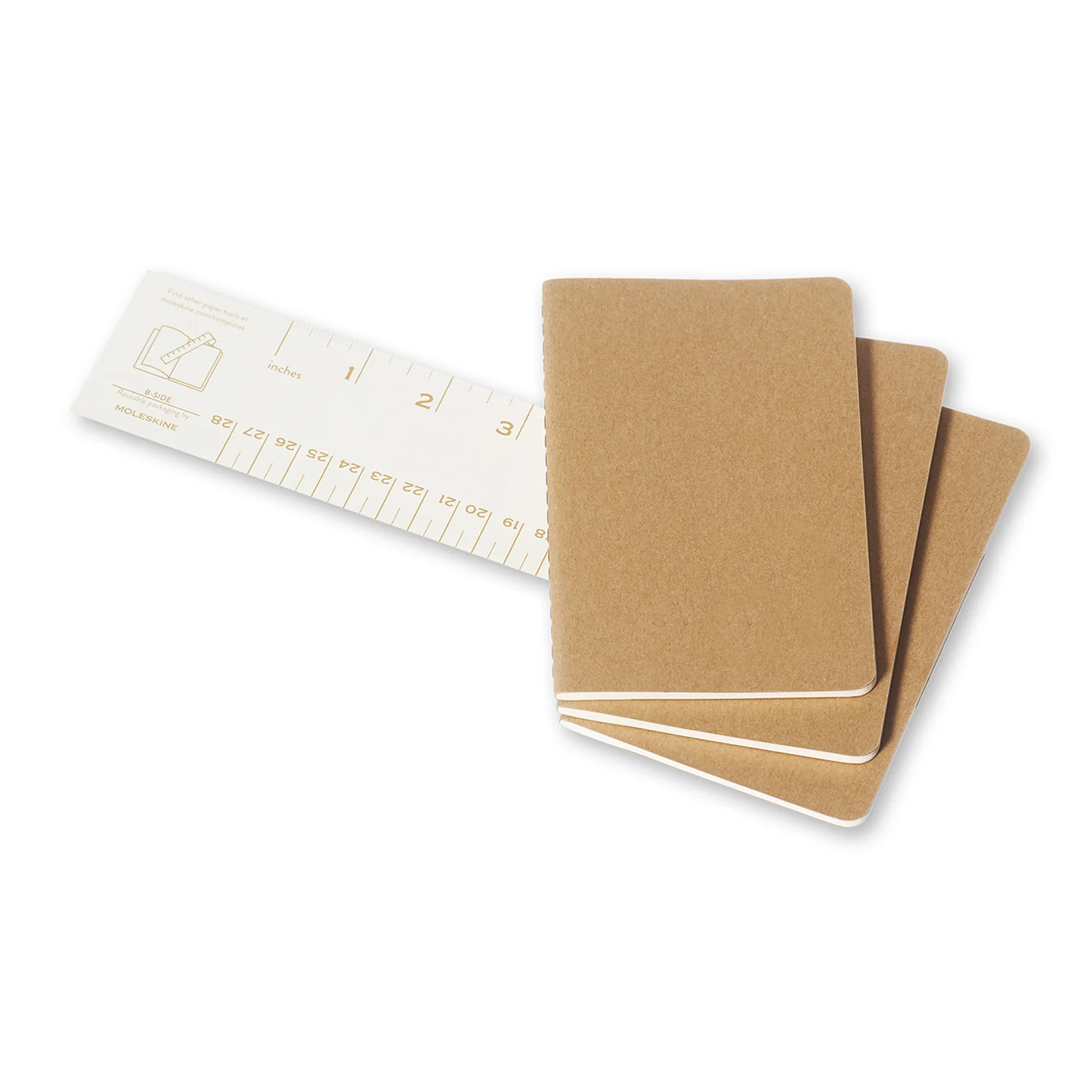 Moleskine 80 Pages Ruled Pocket Cahier Notebook Pocket (Kraft) [3-Pieces] - Image 3