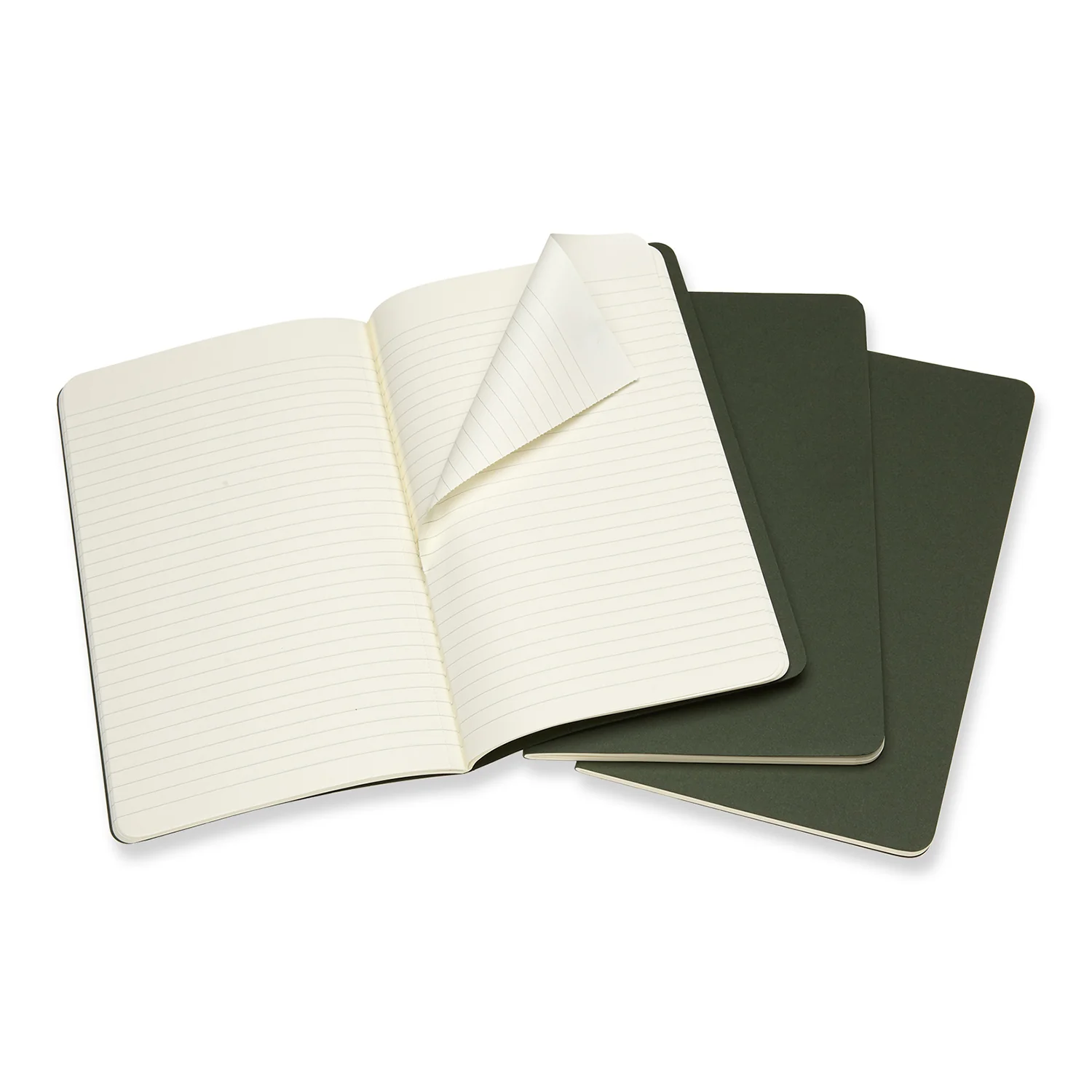 Moleskine Ruled Cahier Notebook Large (Myrtle Green) [3-Pieces] - Image 2