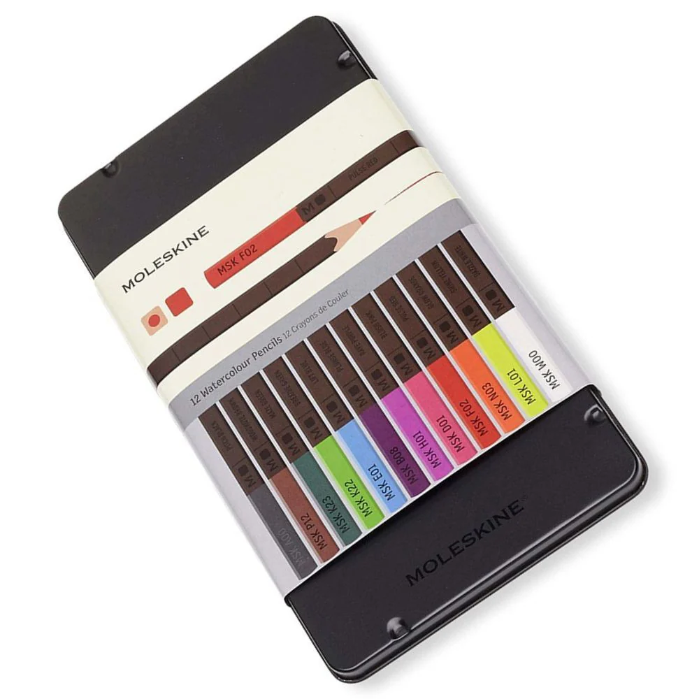 Moleskine Watercolour Coloured Pencils w/ Metal Case Set [12-Pieces] - Image 2