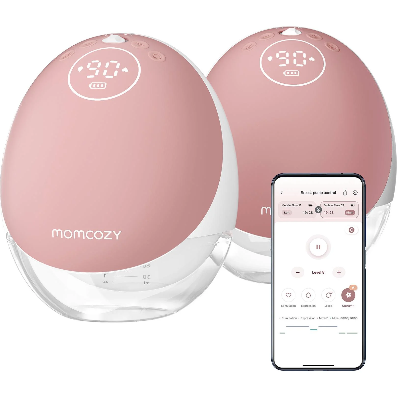 Momcozy M9 Hands-Free Breast Pump Red (Double) - Image 2