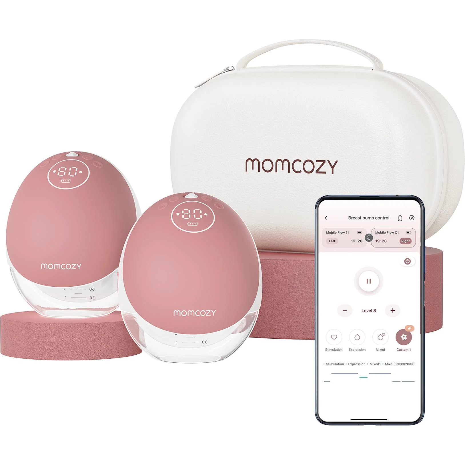 Momcozy M9 Hands-Free Breast Pump Red (Double) - Image 5