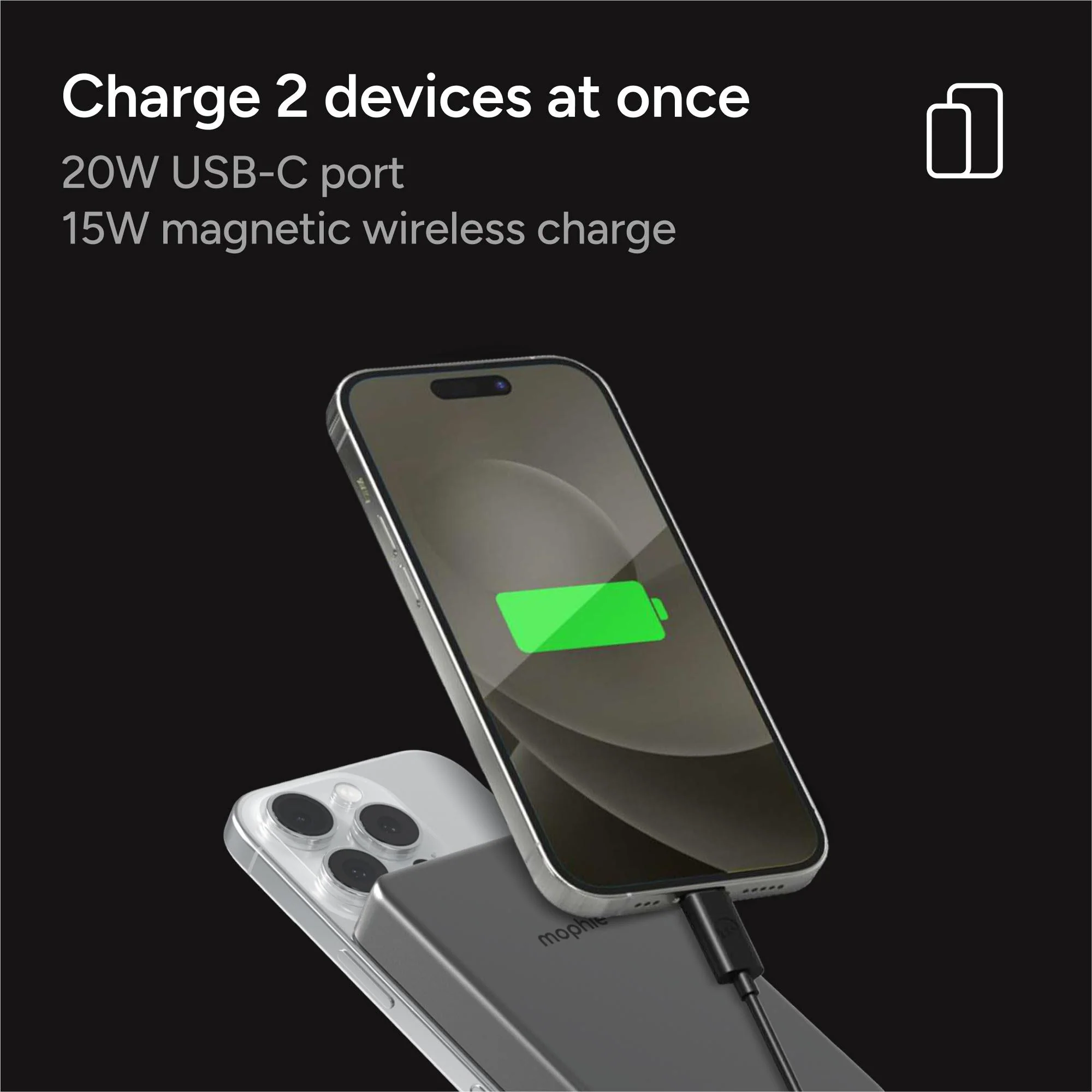 mophie Qi2 Wireless 10K PowerStation Mini (Black) - Image 4