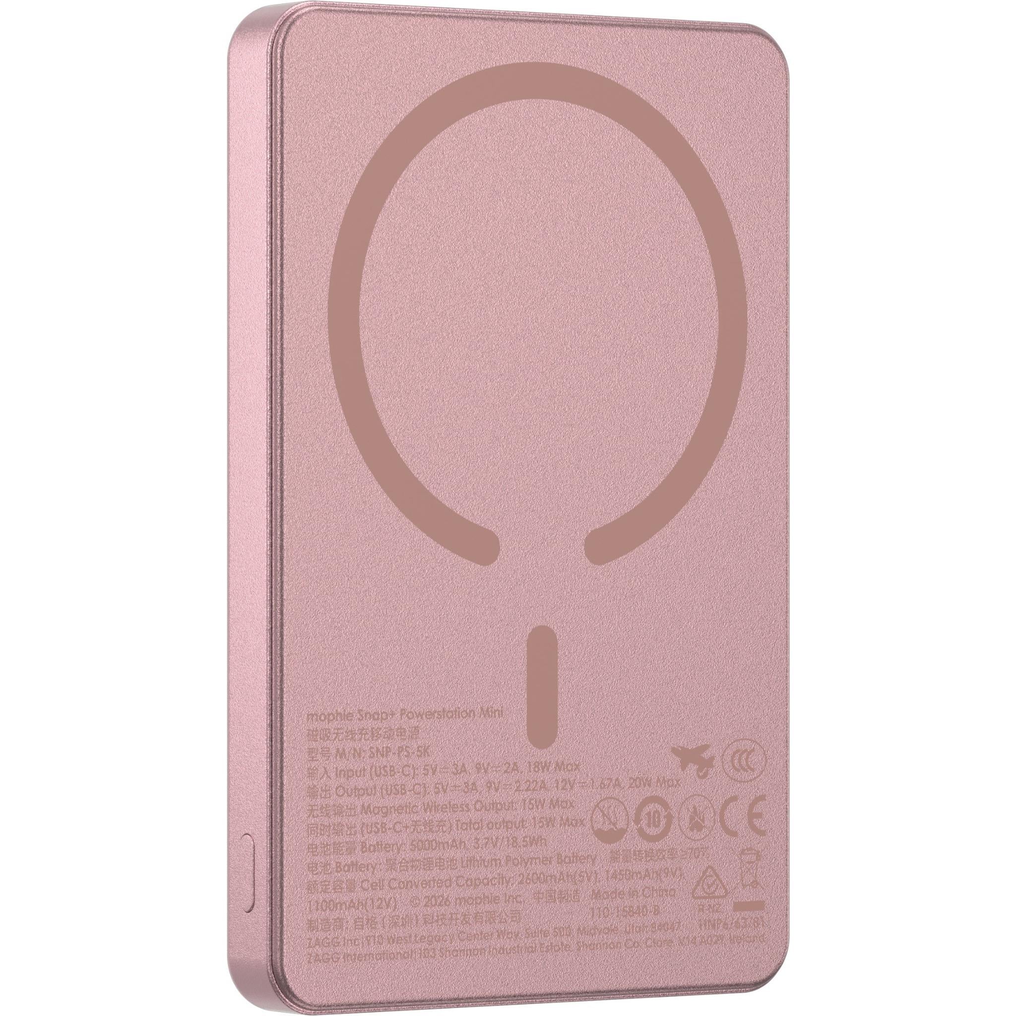 mophie Snap+ Powerstation Mini 5K Magnetic Power Bank (Rose Gold) - Image 10