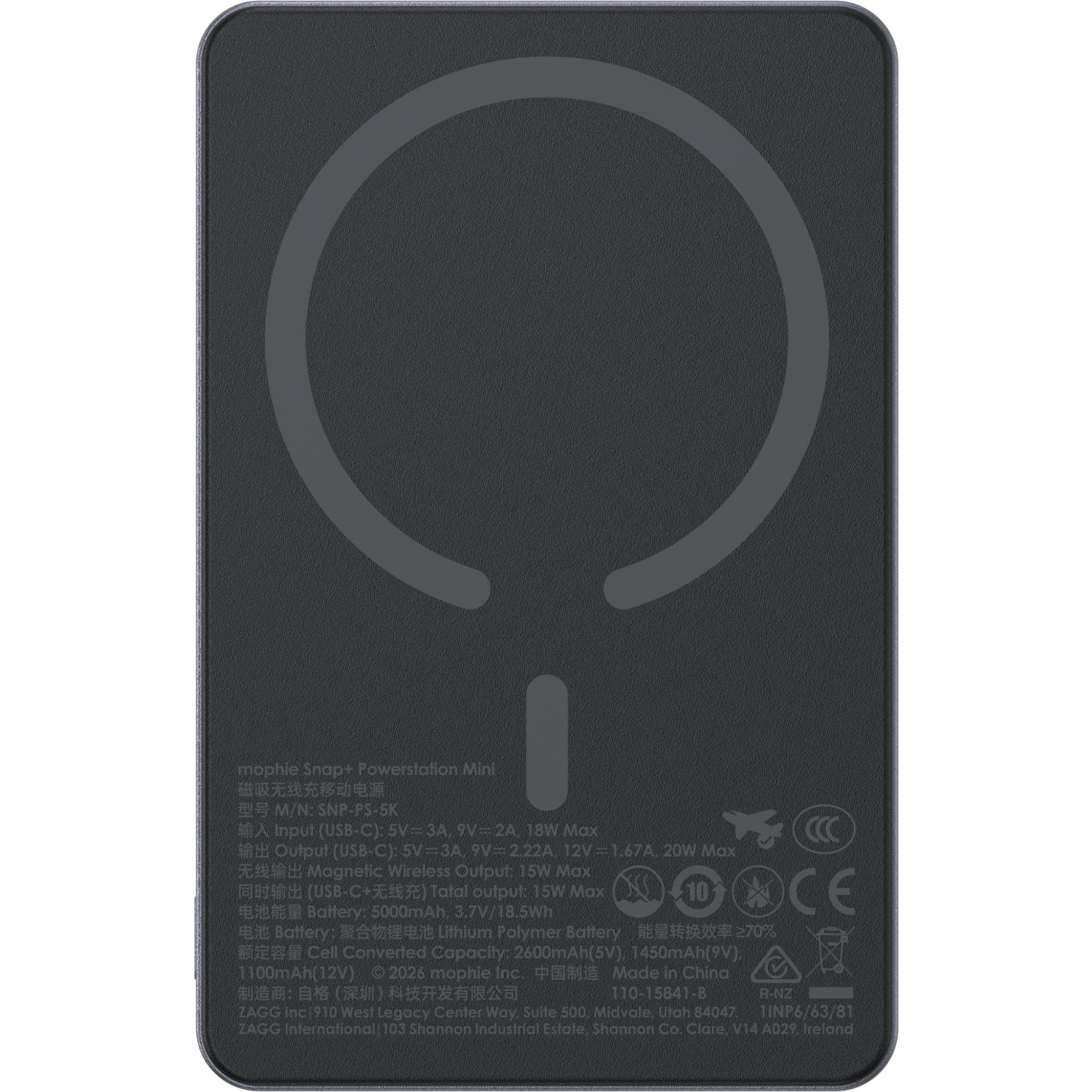 mophie Snap+ Powerstation Mini 5K Magnetic Power Bank (Space Grey) - Image 3