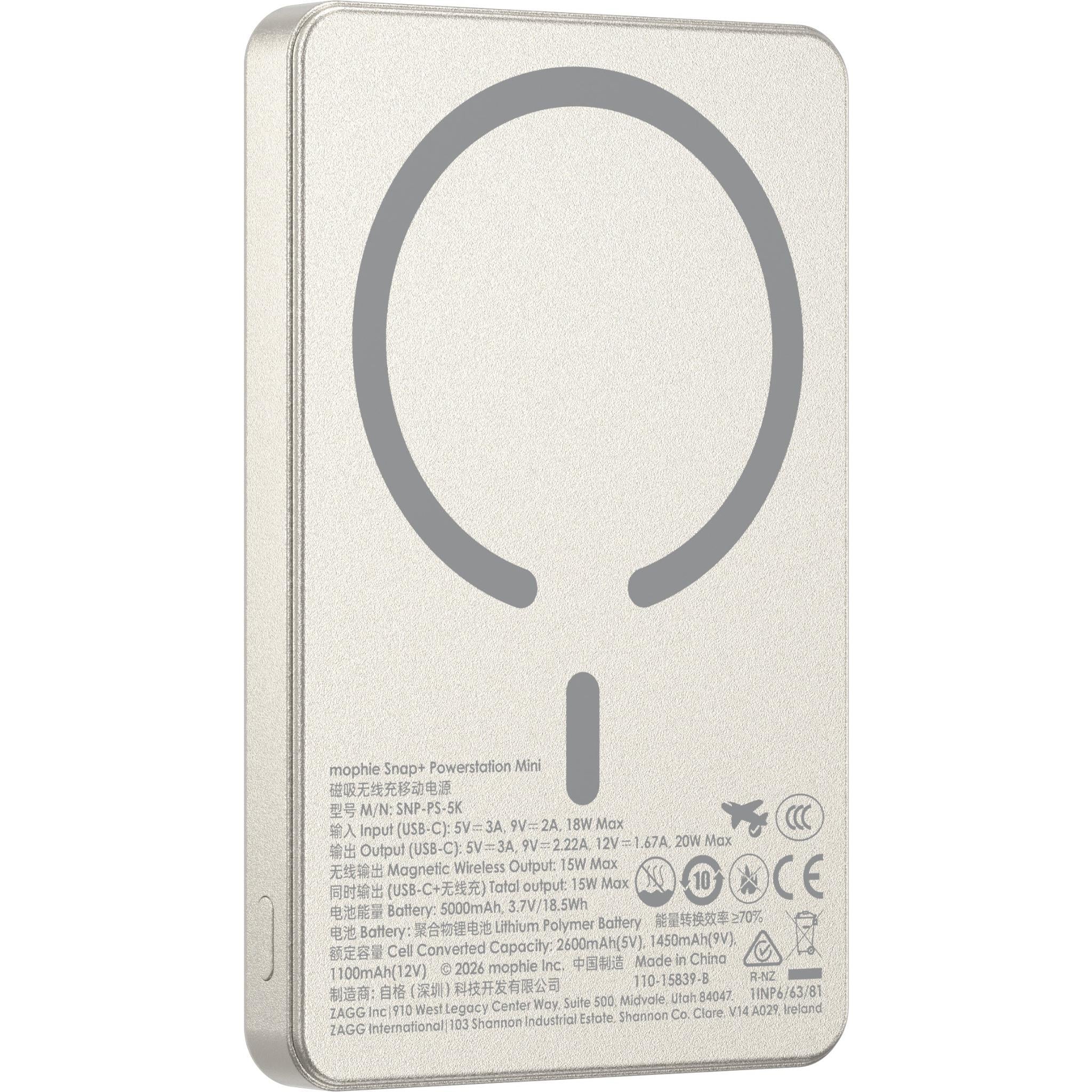 mophie Snap+ Powerstation Mini 5K Magnetic Power Bank (White Titanium) - Image 10