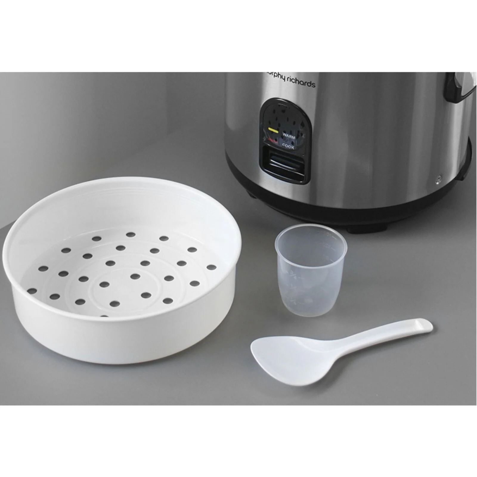 Morphy Richards Stainless Steel Rice Cooker 10-Cup - Silver/Black - Image 4