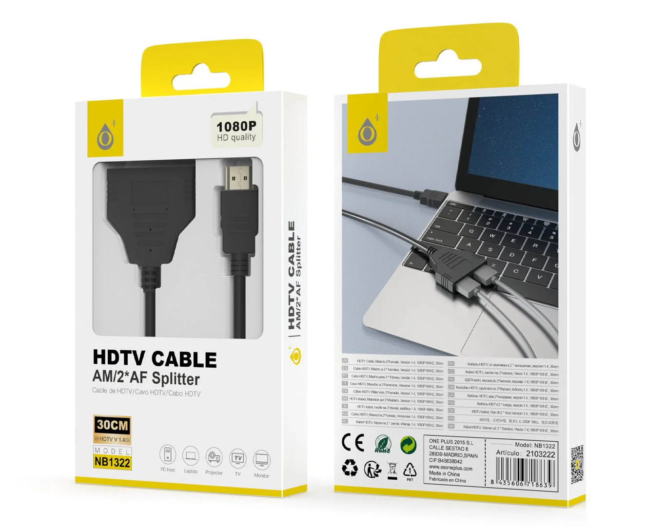 Moveteck HDMI Splitter 30cm Black NB1322 - Image 2