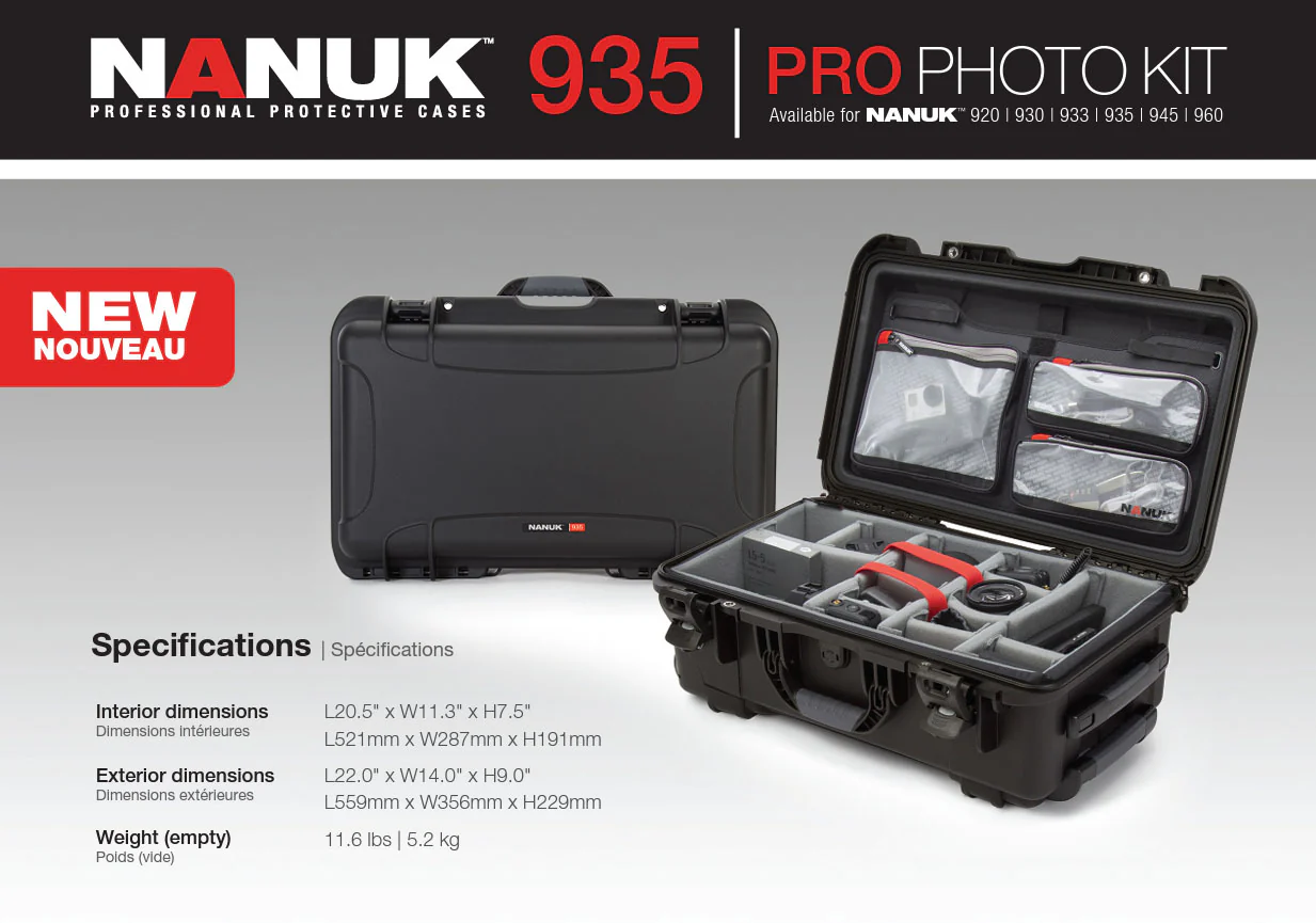 Nanuk 935 Pro Photo Kit Hard Case with Lid Organiser/Divider (Olive) - Image 5