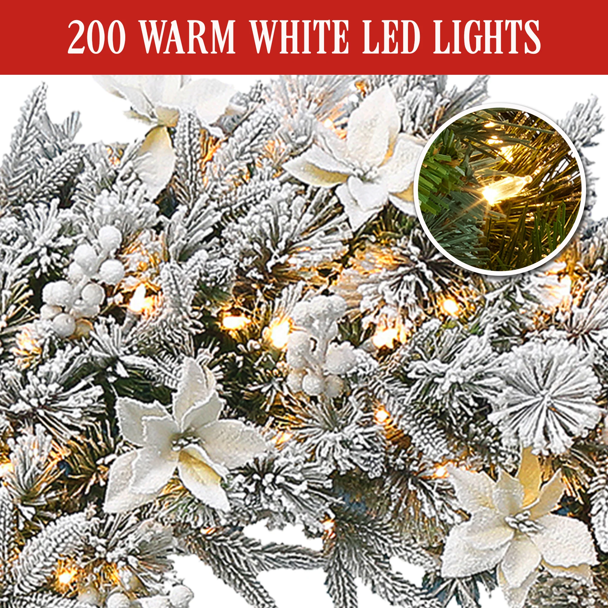 National Tree Company Frosted Colonial Pre-Lit Christmas Wreath - 122cm - Image 5