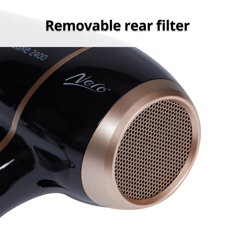 Nero Luxe Hairdryer 2400W Rose Gold Black Hair Dryer - Image 3
