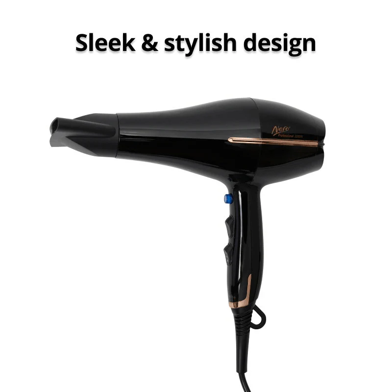 Nero Professional Hair Dryer Gloss Black With Copper Finish Tourmaline - Image 4