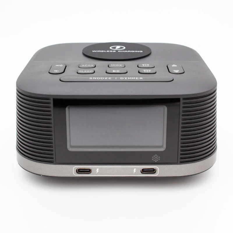 Nero Qi Wireless Charging Radio Clock Bluetooth Speaker Alarm USB-C - Image 6