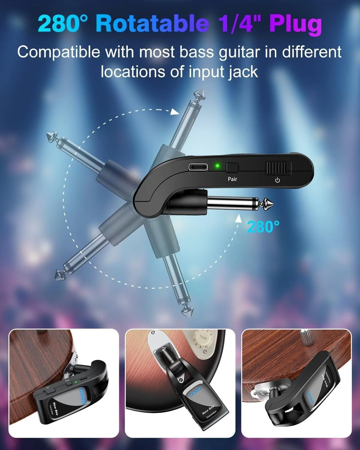 New Bee 2.4GHz Wireless Rechargeable Guitar System with 6 Channels - Image 4