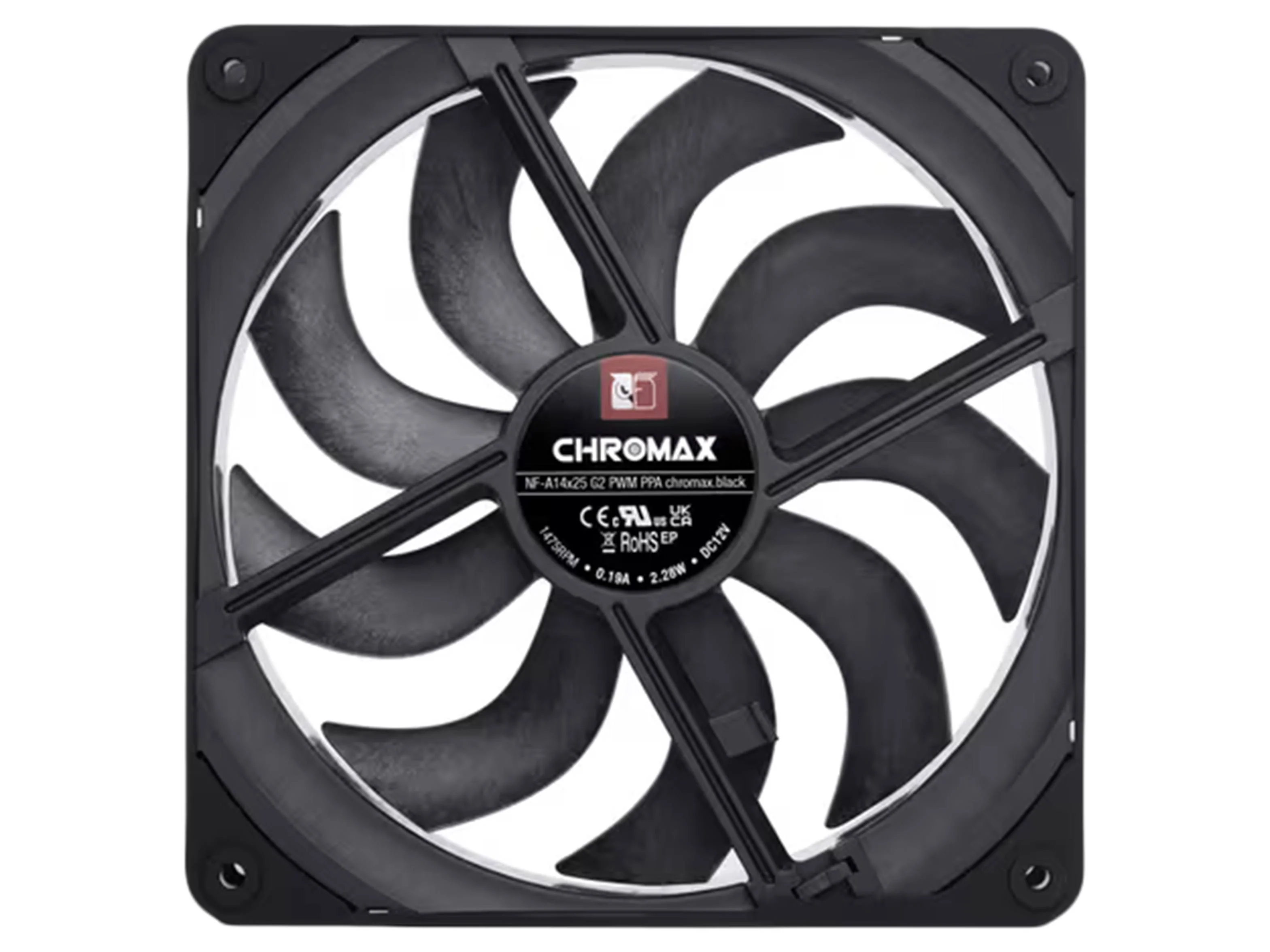 Noctua NF-A14x25 G2 140mm Sx2-PP PWM Fan - 2 Pack - Chromax.Black (NF-A14X25 G2 PWM SX2-PP-CH-BK) - Image 3