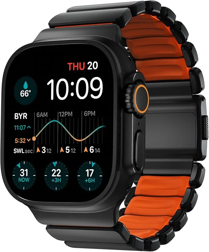NOMAD Stratos Apple Watch Band 49mm for Apple Watch Ultra 1 & 2 (Black/Orange) - Image 3