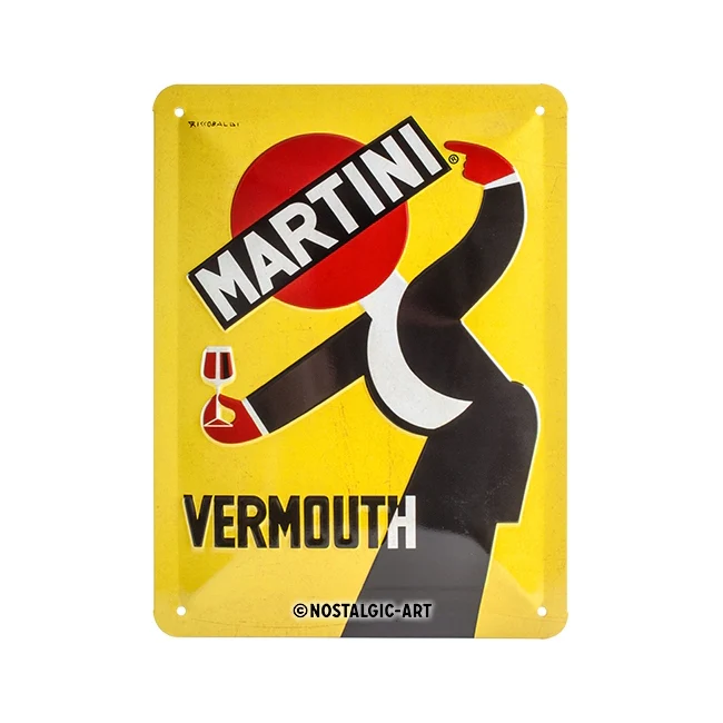 Nostalgic-Art 15x20cm Wall Metal Sign Plaque Martini Vermouth Waiter Yellow - Image 2