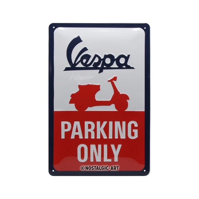 Nostalgic-Art 20x30cm Medium Metal Wall Hanging Sign Plaque Vespa Parking Only - Image 2