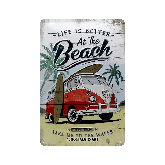 Nostalgic-Art 20x30cm Medium Metal Wall Hanging Sign Plaque VW Bulli Beach - Image 2