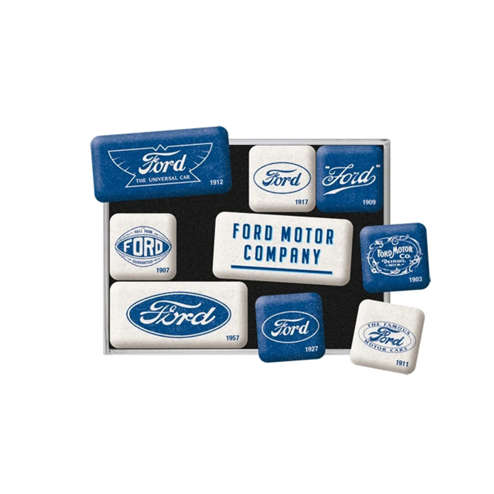 Nostalgic-Art 9pc Fridge Decor Magnet Set Ford Logo Evolution 7x9.3x2cm - Image 2