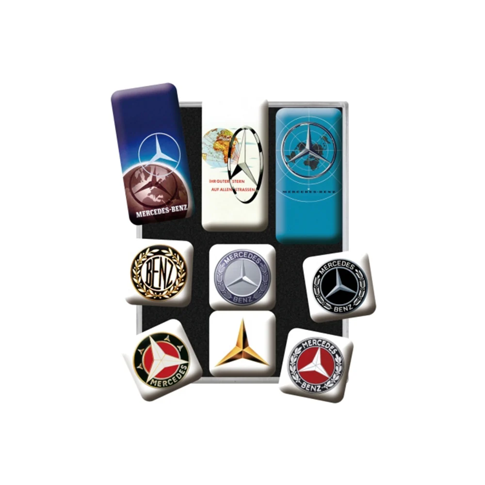 Nostalgic-Art 9pc Fridge Decor Magnet Set Mercedes Benz Logos 7x9.3x2cm - Image 2