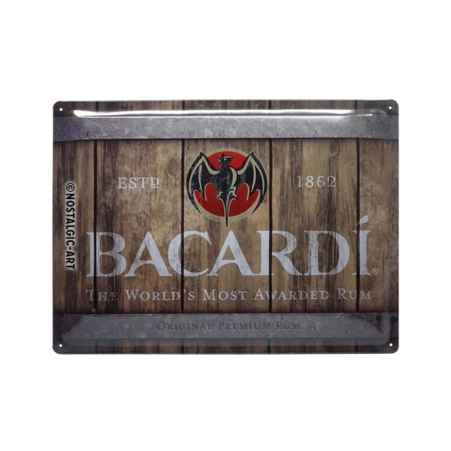 Nostalgic-Art Bacardi Wood Barrel Logo 30x40cm Large Metal Tin Sign Plaque - Image 2