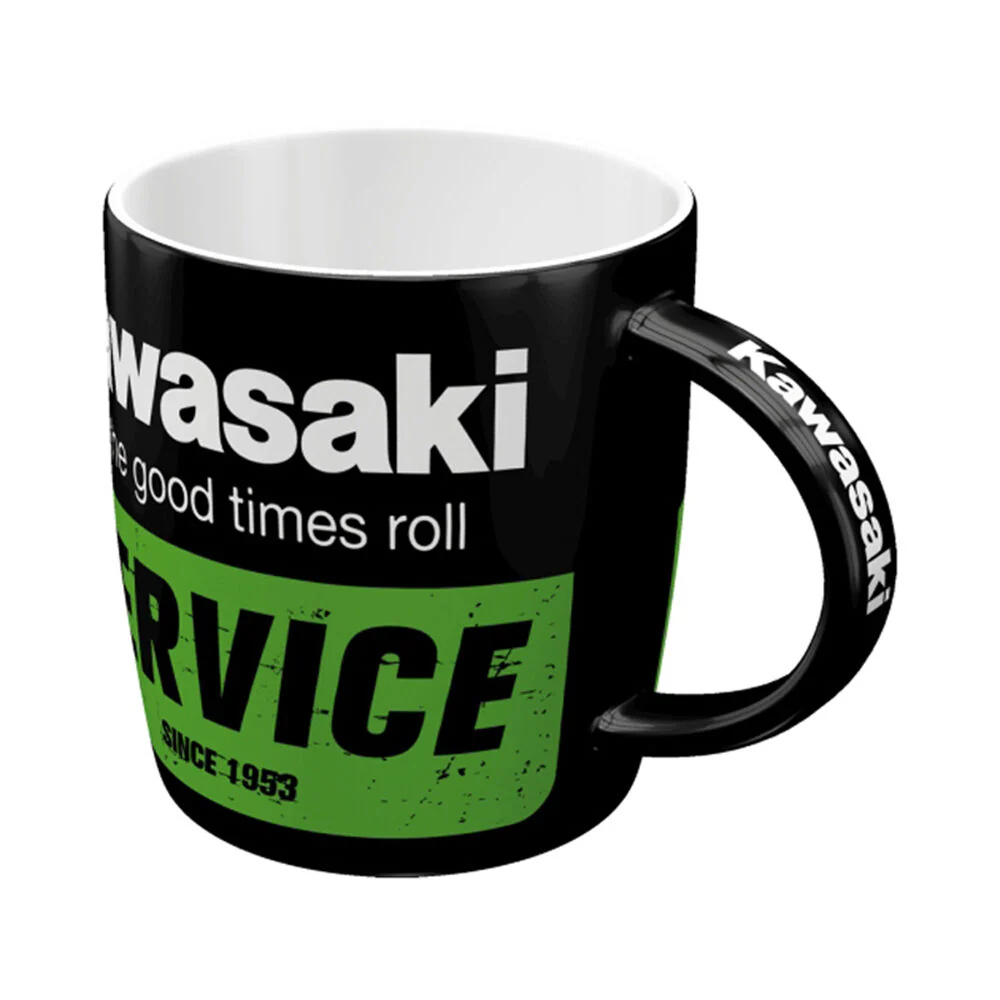 Nostalgic-Art Ceramic Mug Kawasaki Service Retro Design 9x9cm Black - Image 2