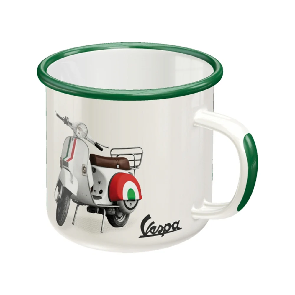 Nostalgic-Art Enamel Coffee Mug Vespa Italian Legend Green 360ml 8x8cm - Image 2