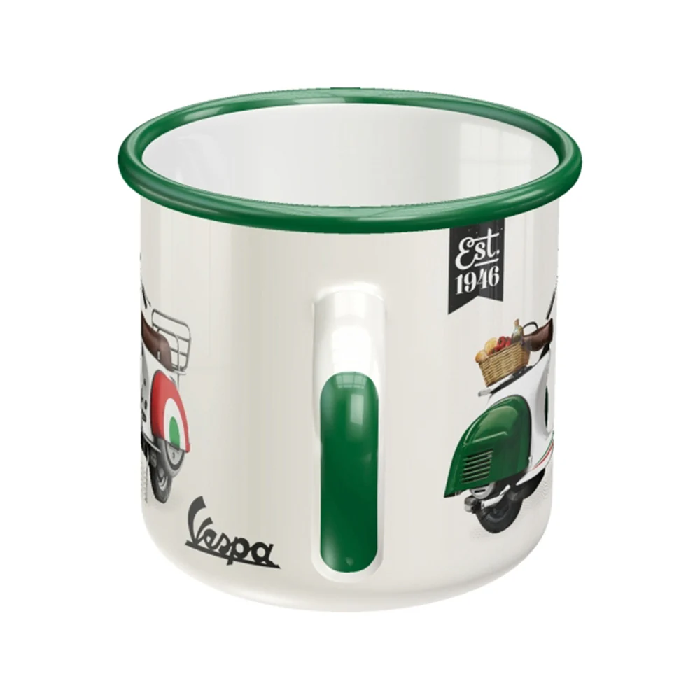 Nostalgic-Art Enamel Coffee Mug Vespa Italian Legend Green 360ml 8x8cm - Image 3