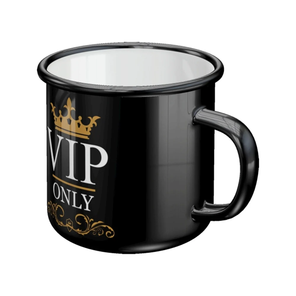 Nostalgic-Art Enamel Coffee Mug VIP Only Black and Gold 8x8cm - Image 2