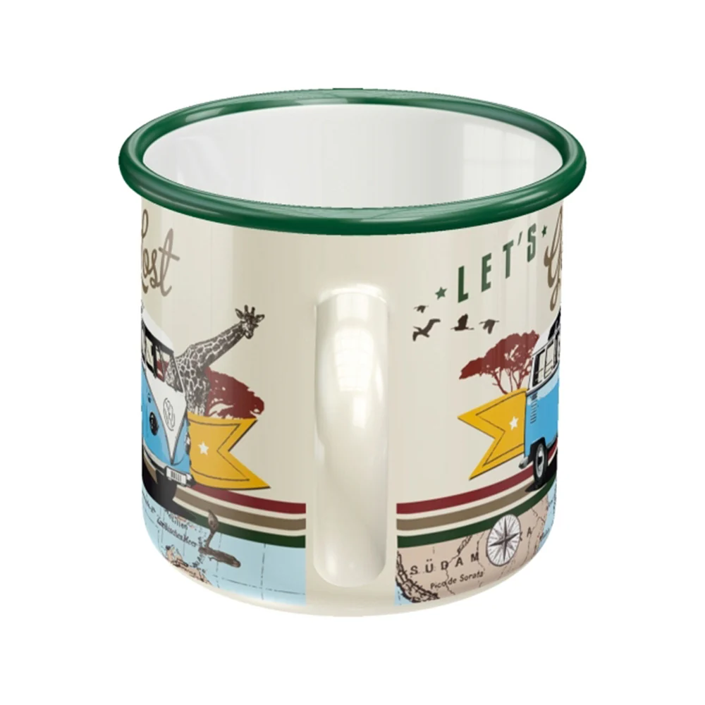 Nostalgic-Art Enamel Coffee Mug VW Bulli Let's Get Lost Travel Theme 8x8cm - Image 3