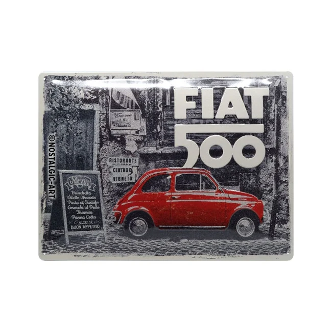 Nostalgic-Art Fiat 500 Red Car 30x40cm Large Metal Tin Sign Plaque - Image 2