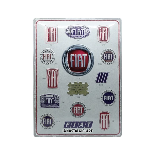 Nostalgic-Art Fiat Logo Evolution 30x40cm Large Metal Tin Sign Plaque - Image 2