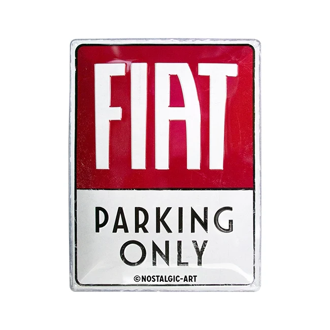 Nostalgic-Art Fiat Parking Only 30x40cm Large Metal Tin Sign Plaque - Image 2