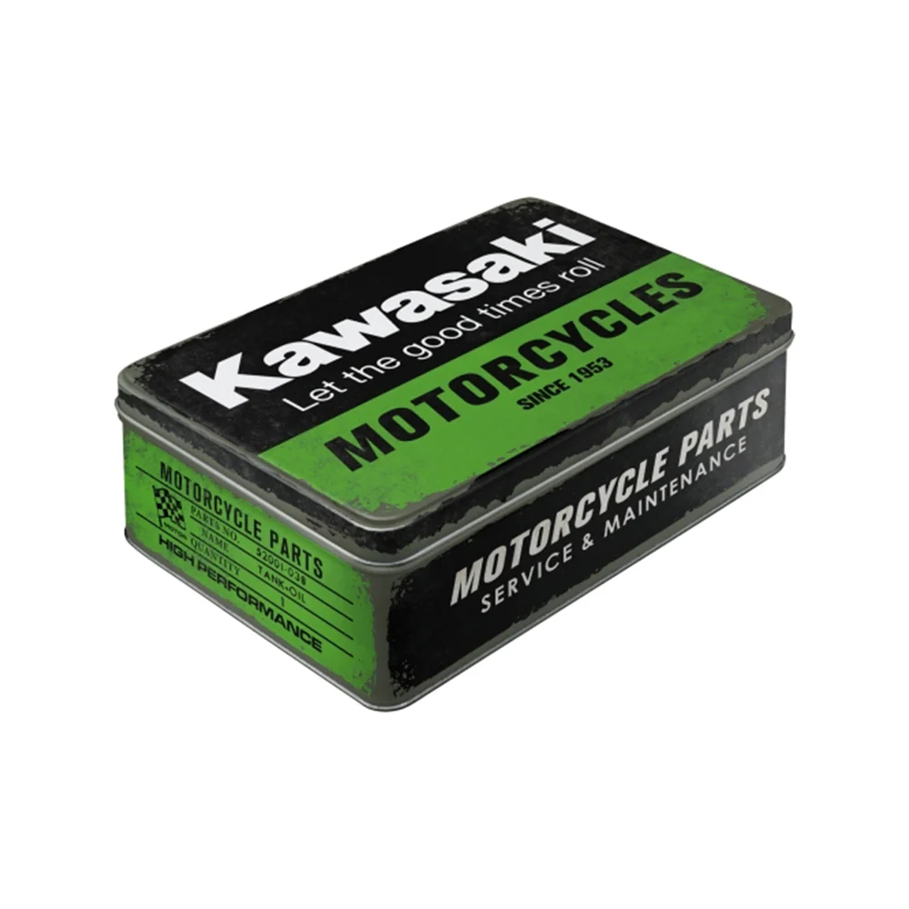 Nostalgic-Art Flat Storage Metal Tin Kawasaki Motorcycle 16x23cm - Image 2